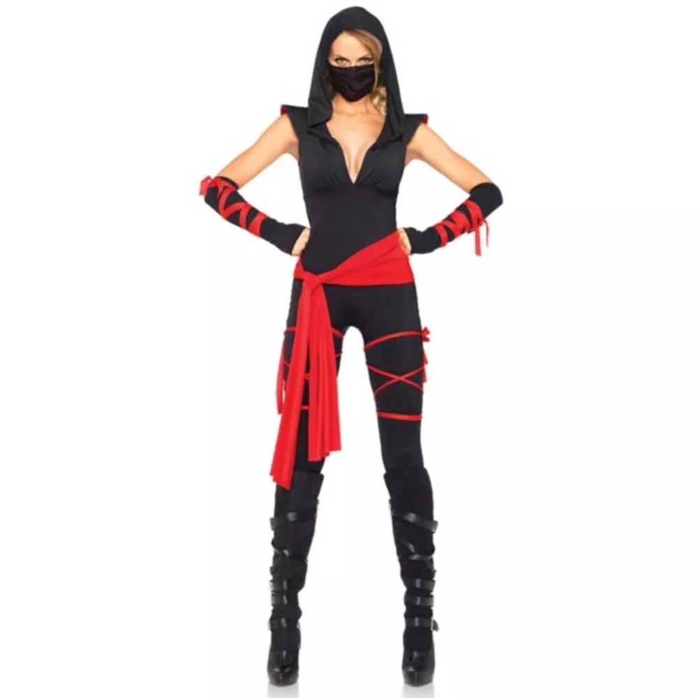 Adult Deadly Ninja Women’s Jumpsuit Costume | Black Ninja Halloween Costume